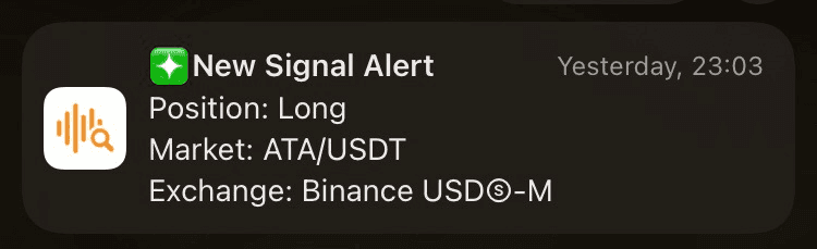 Notification on Coinscreener app